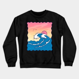 Landscape Wave Sunset Tropical Beach Crewneck Sweatshirt